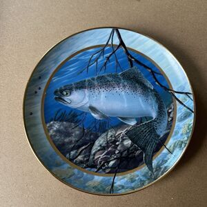 Vtg. Field & Stream Steel Trout Collector Plate by Scharle from Franklin Mint 8"